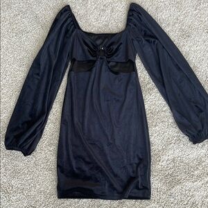 SHEIN Black Velvet Dress with Cut Outs